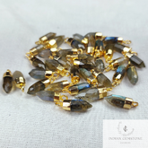 Natural Labradorite Point Shape Pendant, Gemstone Single Bail Pendant with Electroplated Gold Band, Labradorite Bullet Pendant, Gift Jewelry